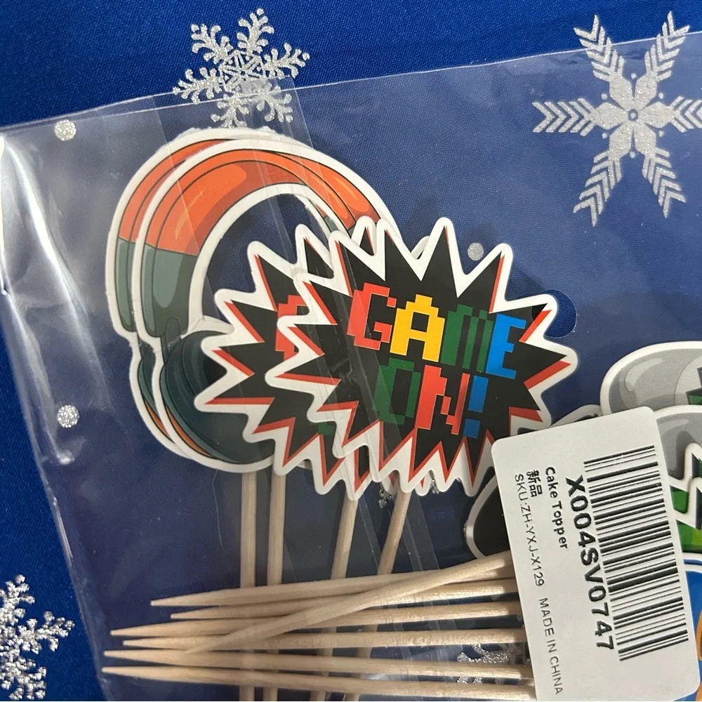 Gaming Party Cake Toppers - Red, Green, Blue, Gray